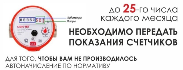 Своевременная передача показаний счетчиков.